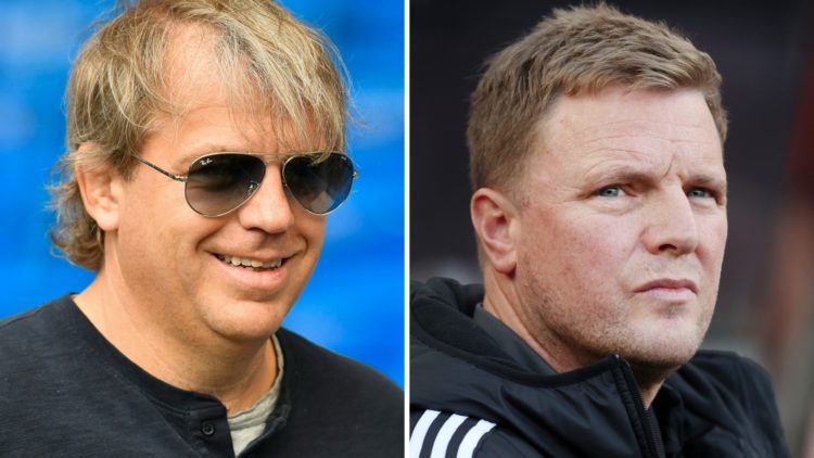 Split image of Chelsea owner Todd Boehly and Newcastle United manager Eddie Howe.