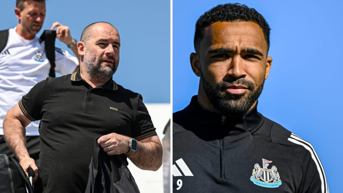 Newcastle United sporting director Paul Mitchell getting off a plane. Callum Wilson in Newcastle United training.