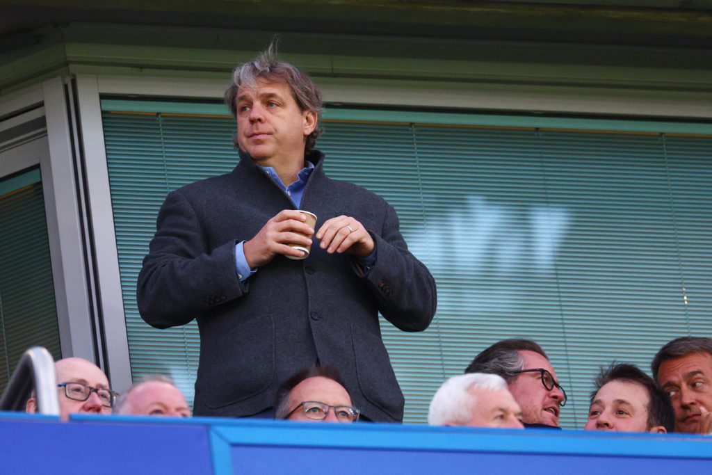Chelsea co-owner Todd Boehly looks on prior to Chelsea playing Real Madrid in the Champions League.