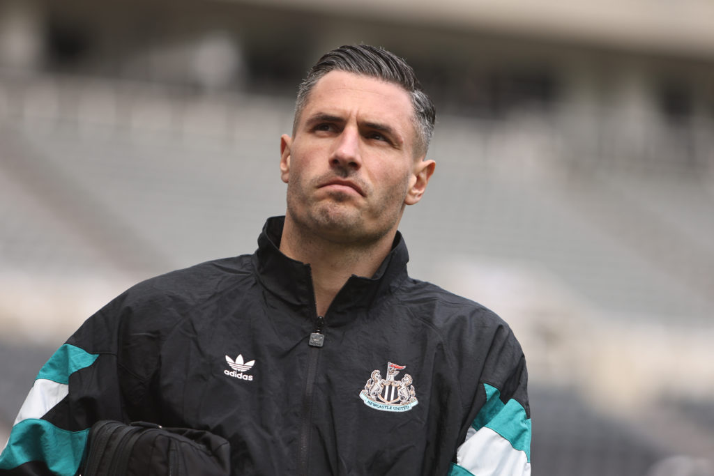 Fabian Schar arrives at St James' Park ahead of a Prem