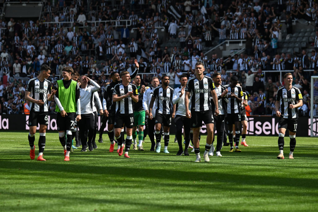 Newcastle United players at full-time after the victory over Chelsea.