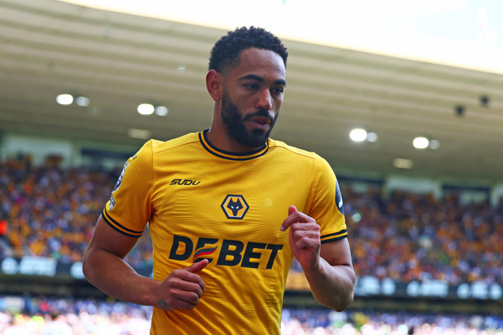 Matheus Cunha playing for Wolves against Brighton in the Premier League.
