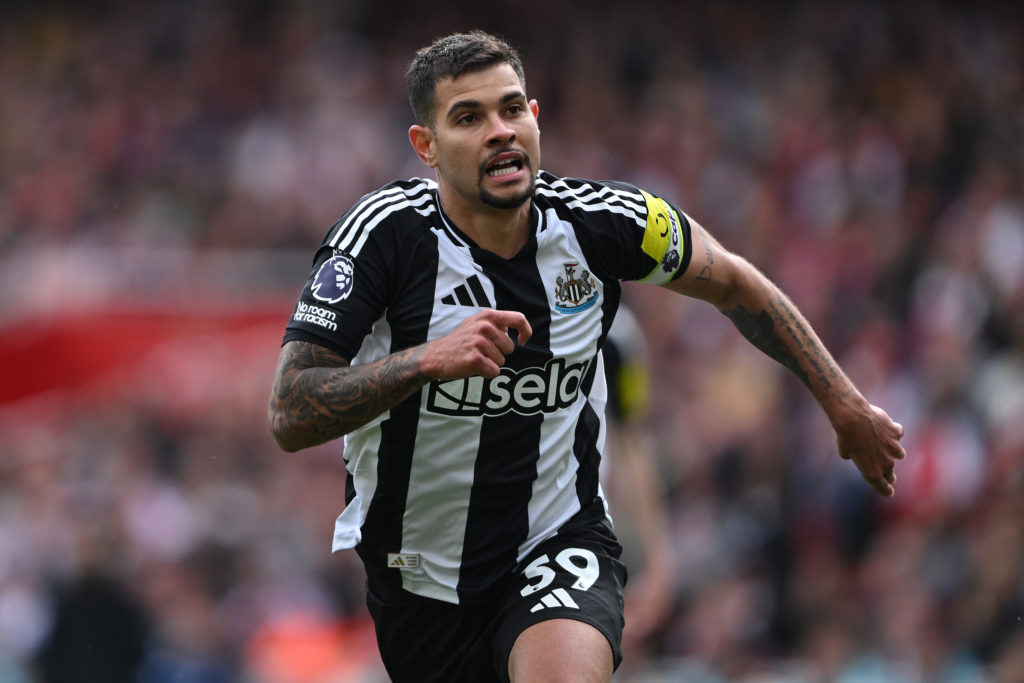 Bruno Guimaraes of Newcastle United in action during the Premier League match between Arsenal FC and Newcastle United FC