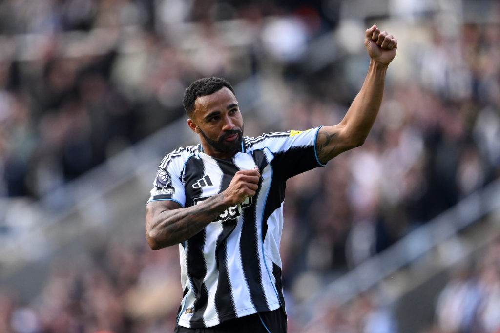 Callum Wilson gestures towards Newcastle United supporters.