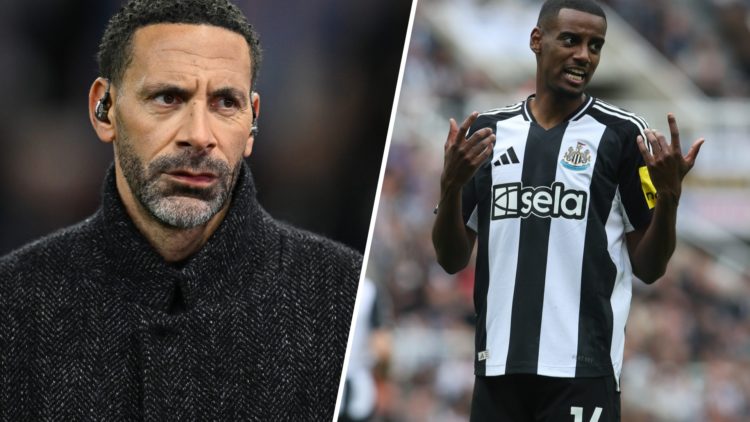 Former footballer Rio Ferdinand during the UEFA Champions League 2024/25 UEFA Champions League 2024/25 Round of 16 Second Leg match between Aston V...