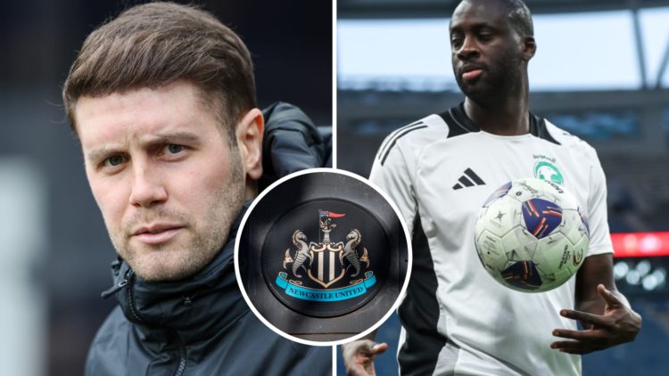 Brighton manager Fabian Hurzeler looks on. Yaya Toure warms up for a charity match. The Newcastle United club badge seen outside St James' Park.