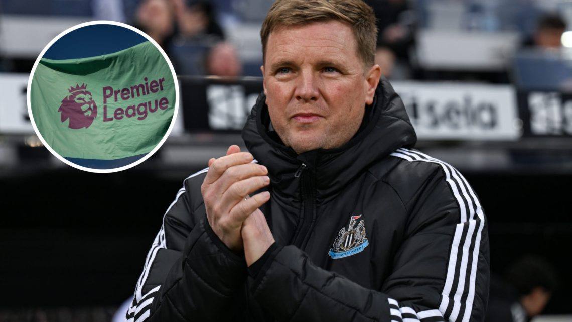 Newcastle United Head Coach Eddie Howe claps the fans during the Premier League match between Newcastle United FC and Brentford FC. The official Pr...