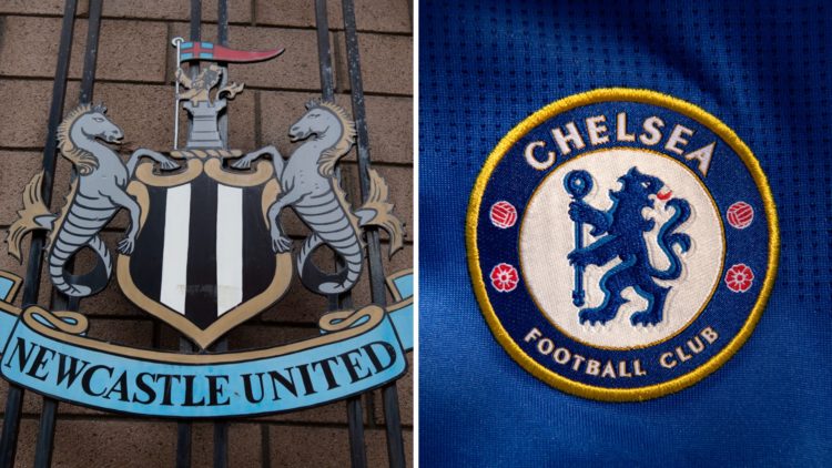 Newcastle United's club crest. Chelsea club crest.