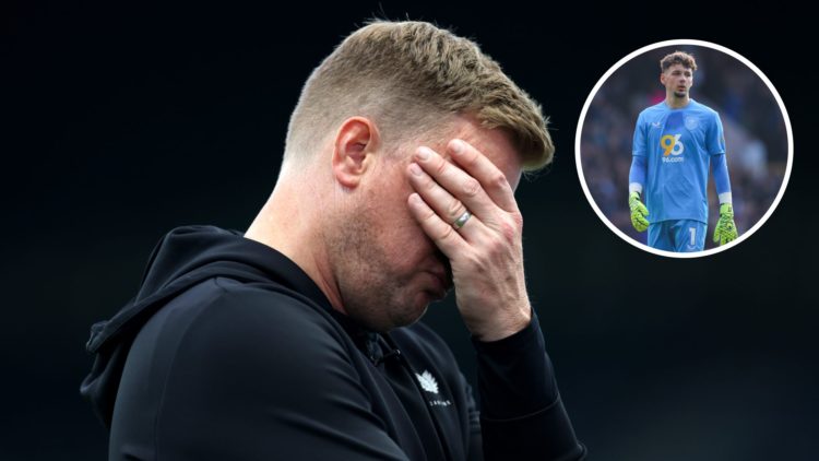 Newcastle United manager Eddie Howe. Burnley goalkeeper James Trafford.