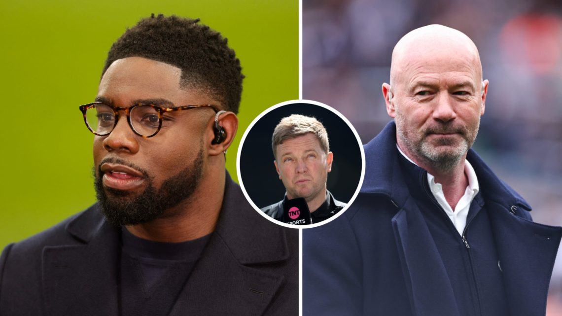 Micah Richards doing punditry, Alan Shearer doing punditry, Eddie Howe speaks to the media