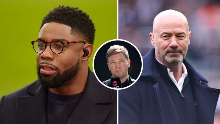 Micah Richards doing punditry, Alan Shearer doing punditry, Eddie Howe speaks to the media