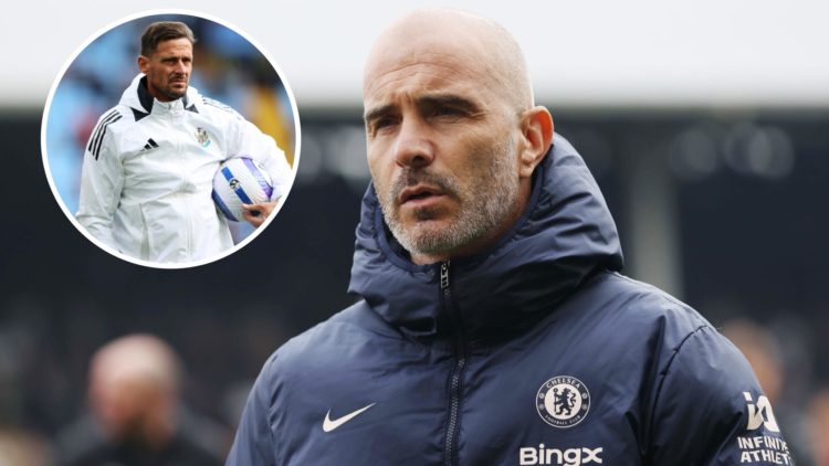 Enzo Maresca, Manager of Chelsea, looks on prior to the Premier League match between Fulham FC and Chelsea FC at Craven Cottage. Inset: Newcastle U...