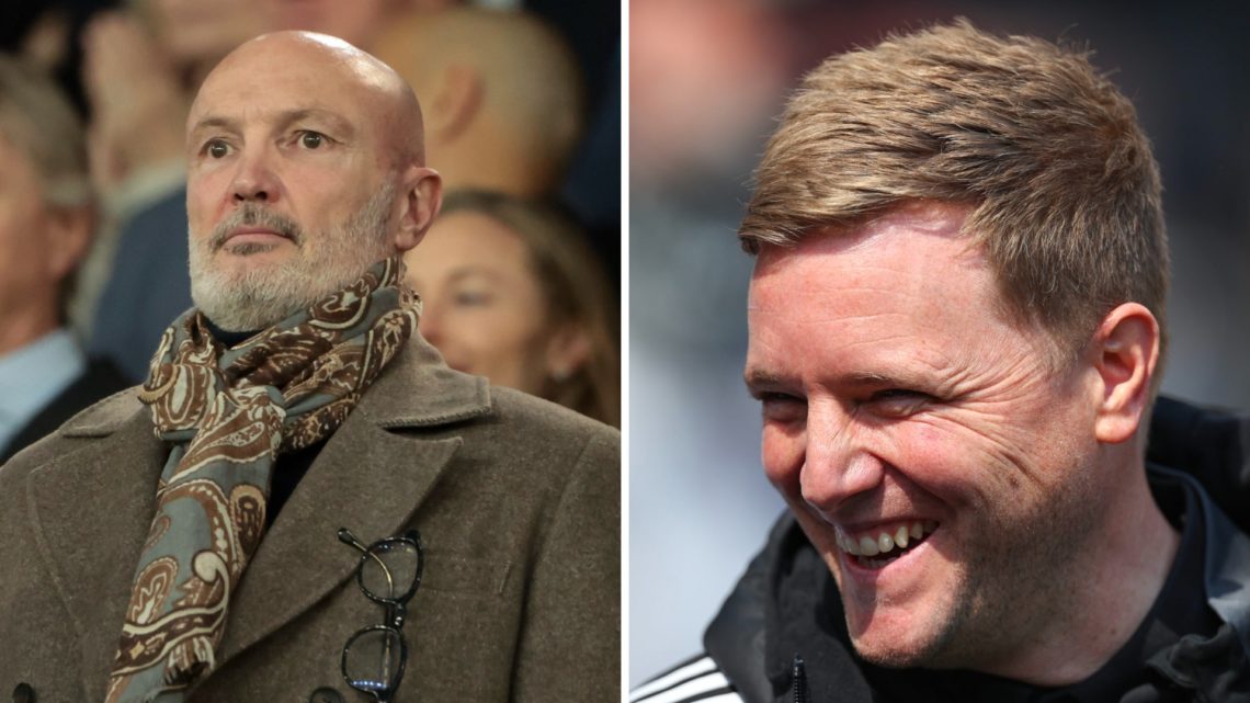 Frank Leboeuf watches a football match. Newcastle United manager Eddie Howe.