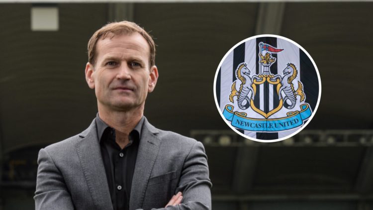 Dan Ashworth unveiled as Newcastle United's sporting director, Newcastle United badge on a flag