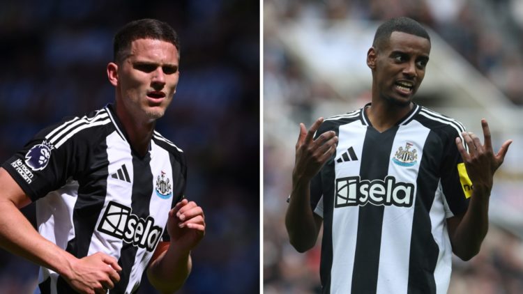 Sven Botman playing for Newcastle United, Alexander Isak playing for Newcastle United