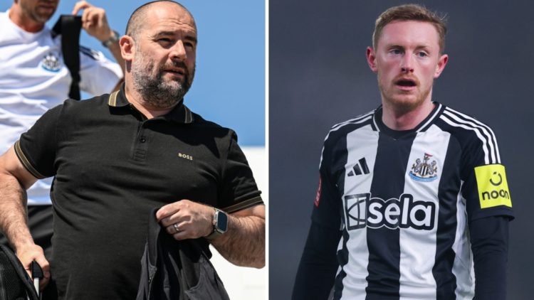 Newcastle United sporting director Paul Mitchell. Sean Longstaff playing for Newcastle United.