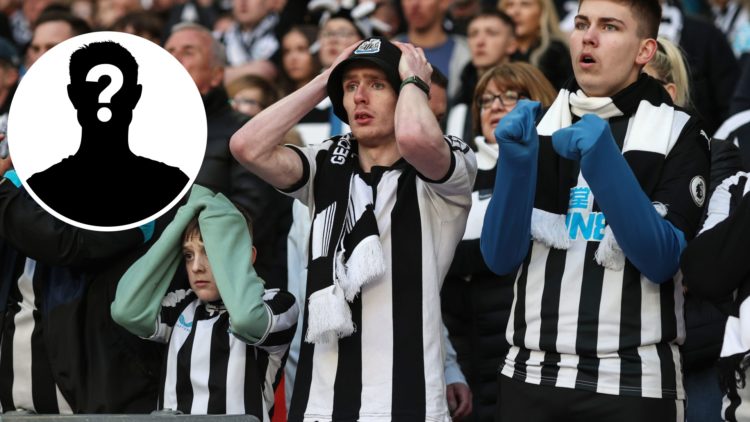 Newcastle United fans react to a missed chance in the Carabao Cup final against Liverpool.