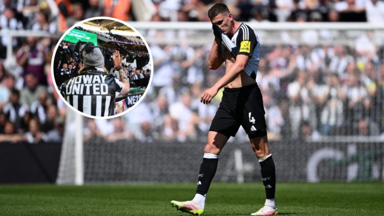 Sven Botman of Newcastle United leaves the pitch as he is substituted off during the Premier League match between Newcastle United FC and Chelsea F...
