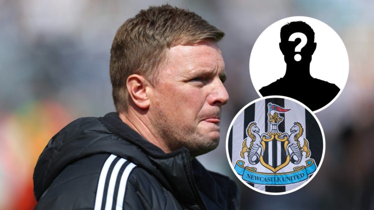 Eddie Howe the head coach / manager of Newcastle United during the Premier League match between Newcastle United FC and Chelsea FC. Inset: The Newc...