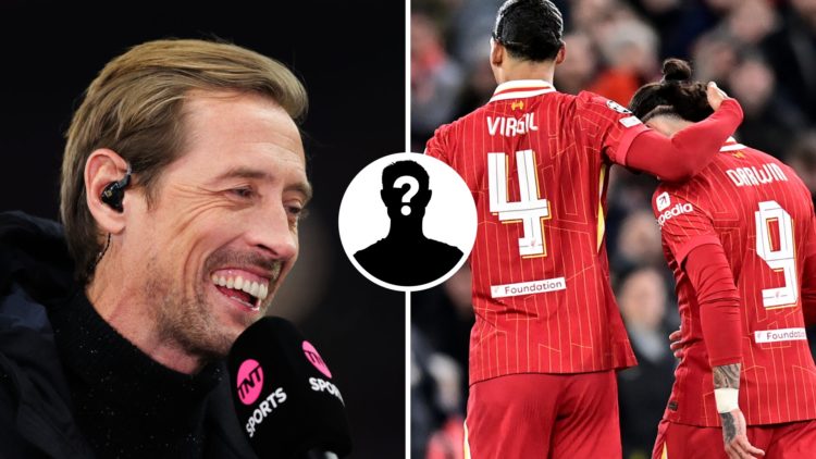 TNT Sports pundit Peter Crouch during the Premier League match between Aston Villa and Newcastle United. Liverpool's Darwin Nunez is consoled by te...