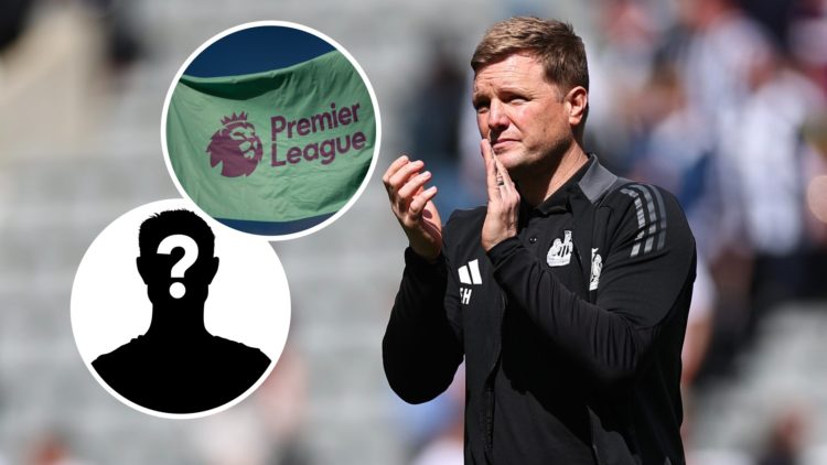 Eddie Howe the head coach / manager of Newcastle United applauds the fans at full time during the Premier League match between Newcastle United FC ...