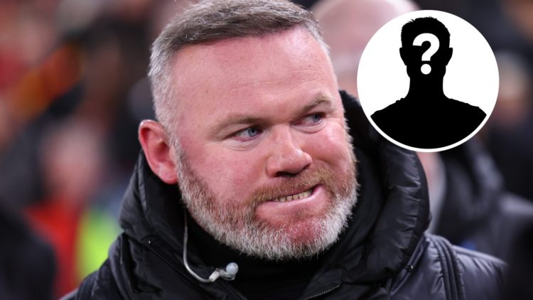 Wayne Rooney speaks as a pundit during Liverpool vs PSG. Mystery player inset.