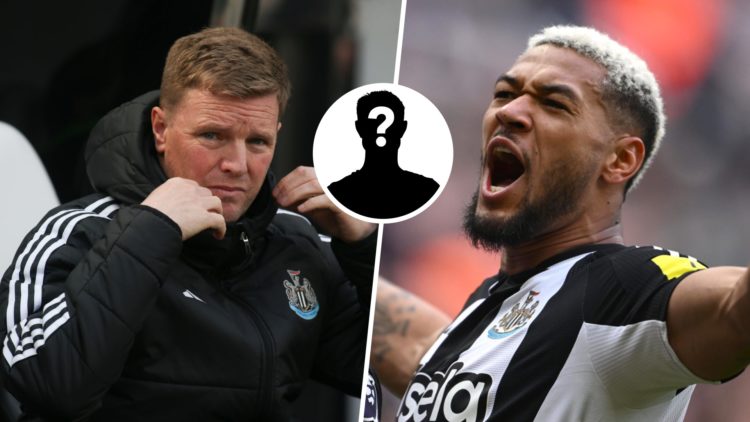 Eddie Howe managing Newcastle United, Joelinton celebrates whilst playing for Newcastle United