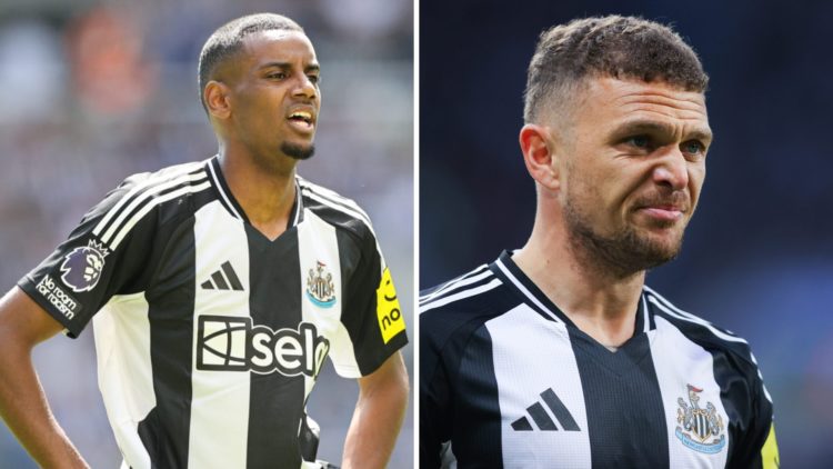 Alexander Isak playing for Newcastle United. Kieran Trippier playing for Newcastle United.