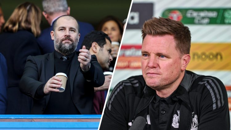 Newcastle United Head Coach Eddie Howe during the Carabao Cup Final Press Conference at the Newcastle United Media Centre. Newcastle United sportin...
