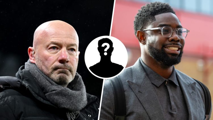 Amazon Prime pundit and former footballer, Alan Shearer looks on prior to the UEFA Champions League 2024/25 League Knockout Play-off first leg matc...