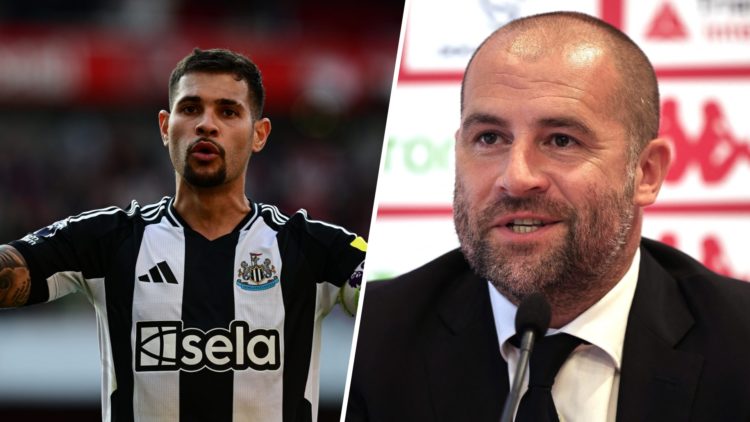 Bruno Guimaraes of Newcastle United (39) following the Premier League match between Arsenal FC and Newcastle United FC. AS Monaco's Sports Director...