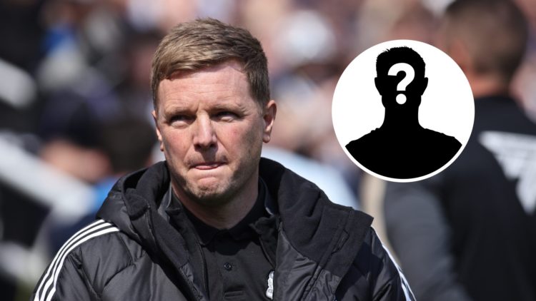 Eddie Howe managing Newcastle United at St James' Park, mystery player