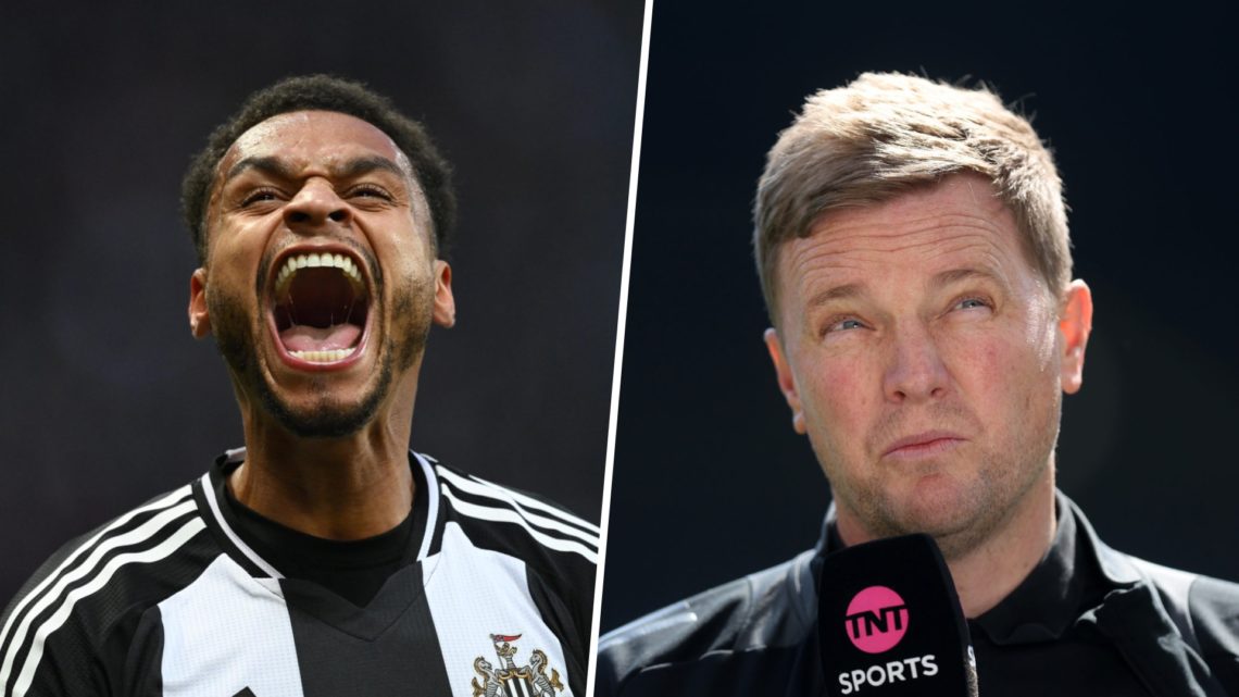 Jacob Murphy celebrates scoring for Newcastle United, Newcastle United manager Eddie Howe speaks to the media