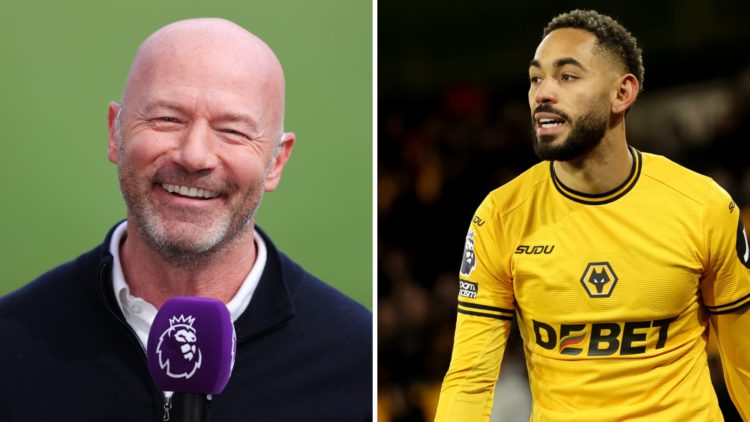 Alan Shearer speaks as a pundit. Matheus Cunha playing for Wolves.
