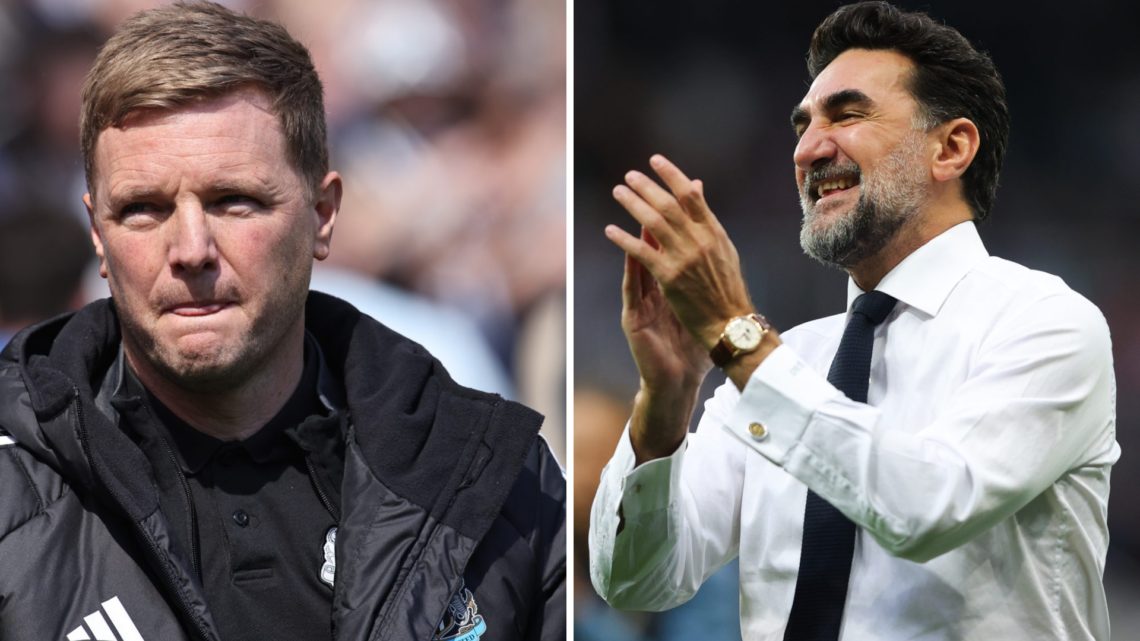 Eddie Howe before a Newcastle United game. Yasir Al-Rumayyan applauding the Newcastle United fans.