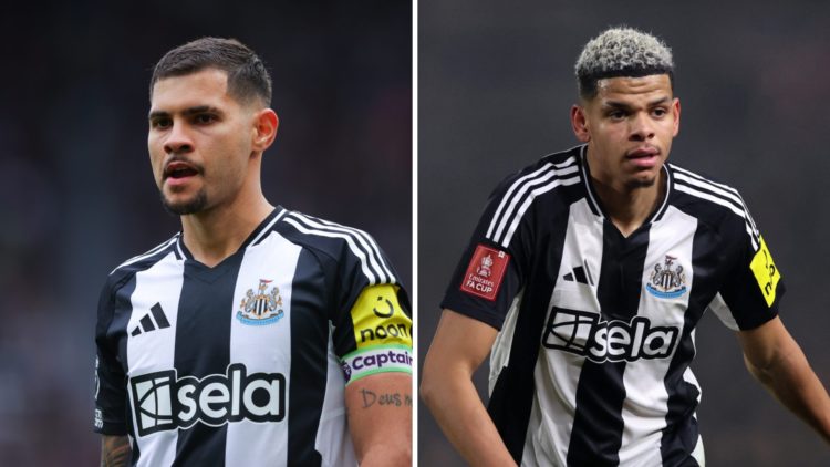 Bruno Guimaraes playing for Newcastle United. Will Osula pictured in action for Newcastle United.