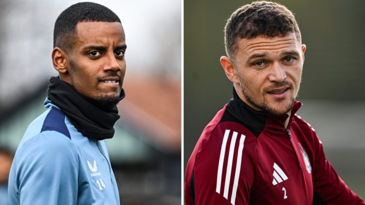 Alexander Isak in Newcastle United training. Kieran Trippier pictured in Newcastle United training.