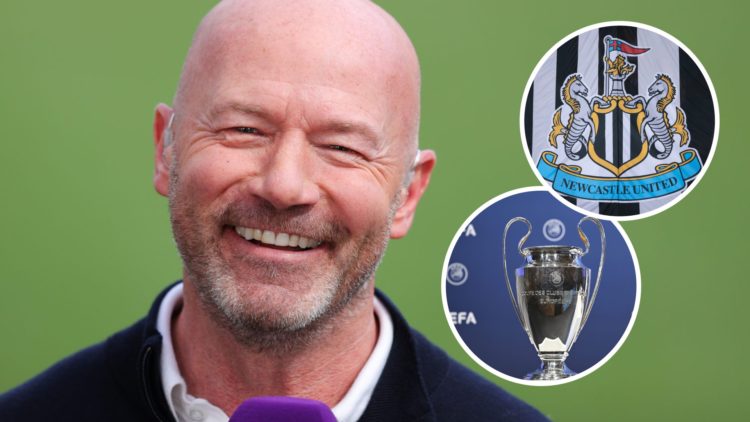 PL TV pundit Alan Shearer during the Premier League match between Newcastle United FC and Manchester United FC at St James' Park. Inset: The Newcas...