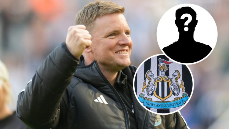 Newcastle United's manager Eddie Howe celebrates Newcastle qualifying for the Champions League next season during the Premier League match between ...