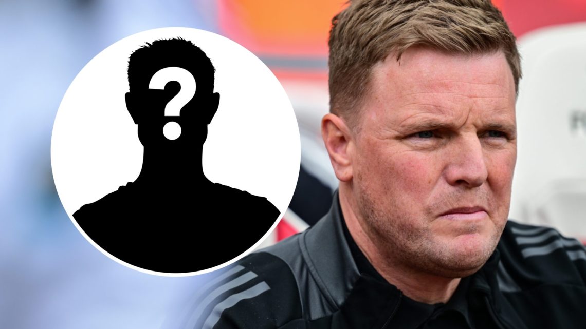 A close up of Newcastle United manager Eddie Howe. Inset: Mystery figure.