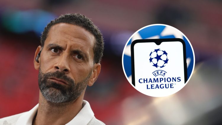 Rio Ferdinand doing Champions League punditry, general image of the Champions League crest