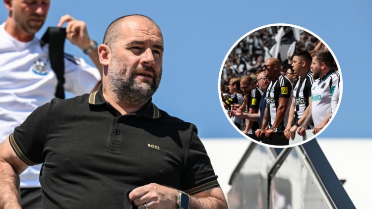 Paul Mitchell arrives in Germany with the Newcastle United squad, Newcastle United fans watching their team at St James' Park