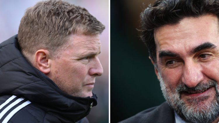 Newcastle United manager Eddie Howe. Newcastle United chairman Yasir Al-Rumayyan.