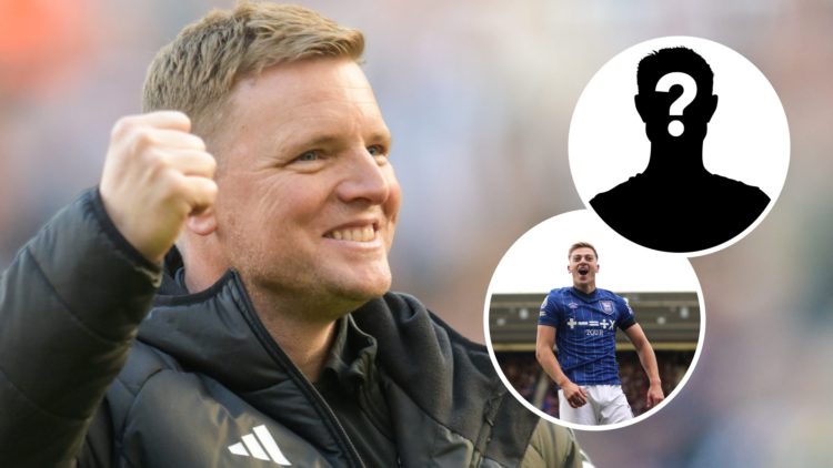 Newcastle United's manager Eddie Howe celebrates Newcastle qualifying for the Champions League next season during the Premier League match between ...