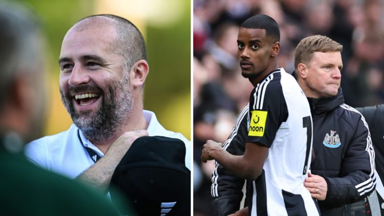 Paul Mitchell at Adidas HQ during Newcastle United's pre-season, Alexander Isak passes Eddie Howe after being substituted during a Newcastle United...