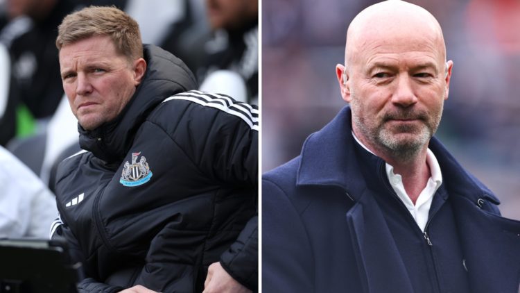 Eddie Howe managing Newcastle United, Alan Shearer doing punditry at St James' Park