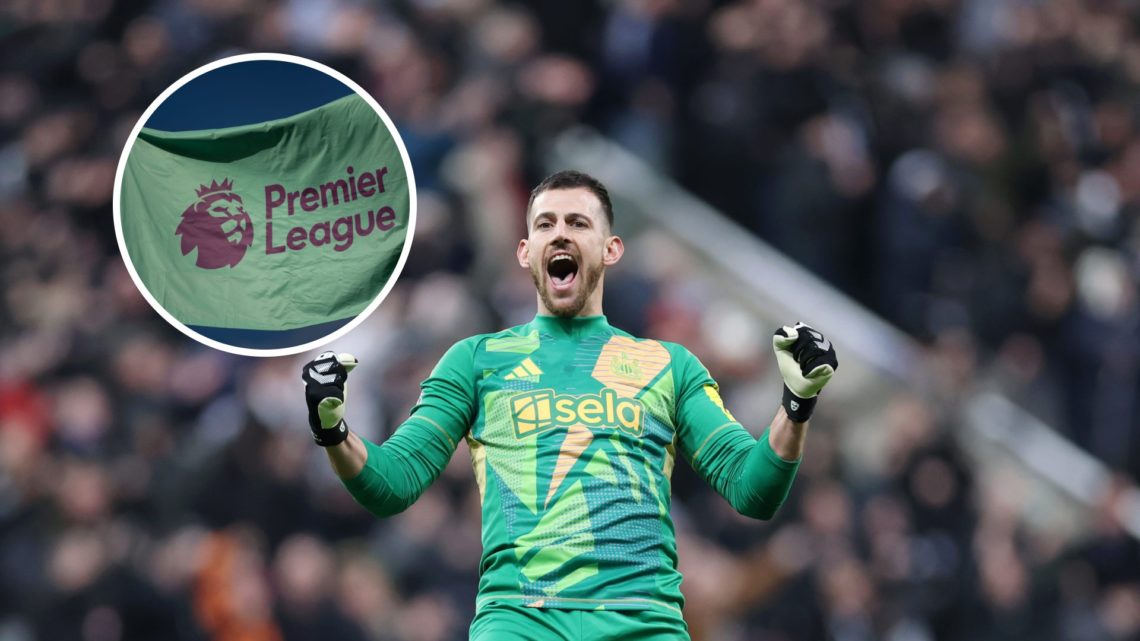 Martin Dubravka of Newcastle United celebrates during the Premier League match between Newcastle United FC and Wolverhampton Wanderers FC. Inset: T...