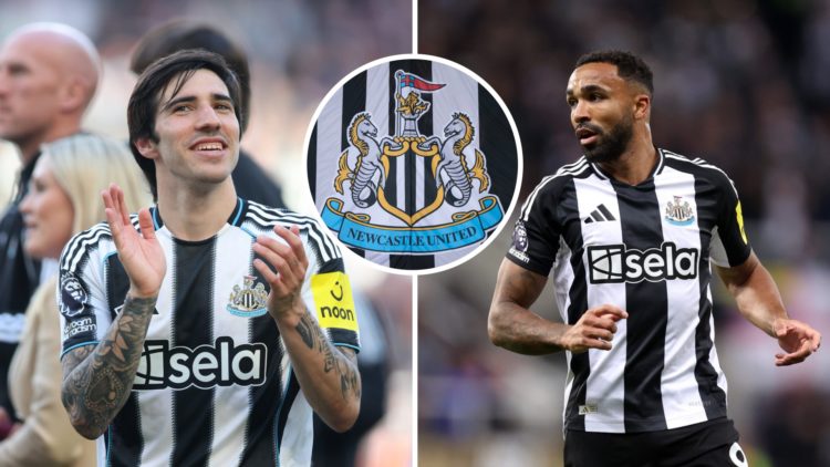 Sandro Tonali applauds Newcastle United fans, Callum Wilson playing for Newcastle United, Newcastle United badge