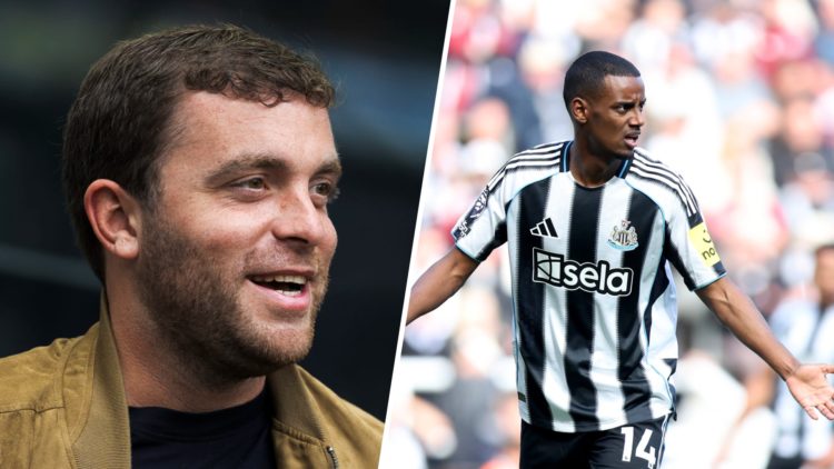 Fabrizio Romano, Italian sports journalist, attends the Serie A football match between FC Internazionale and AS Roma. Alexander Isak of Newcastle U...