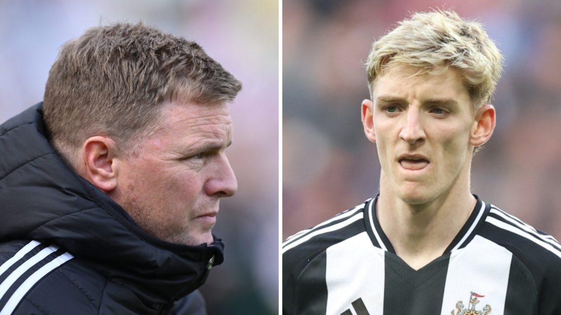 Eddie Howe managing Newcastle United. Anthony Gordon playing for Newcastle United.